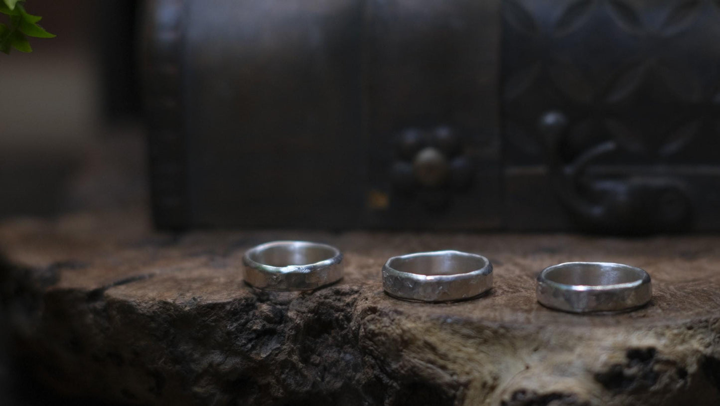 Rustic Pirate Thick Hammered Silver Ring / Band US Sizes
