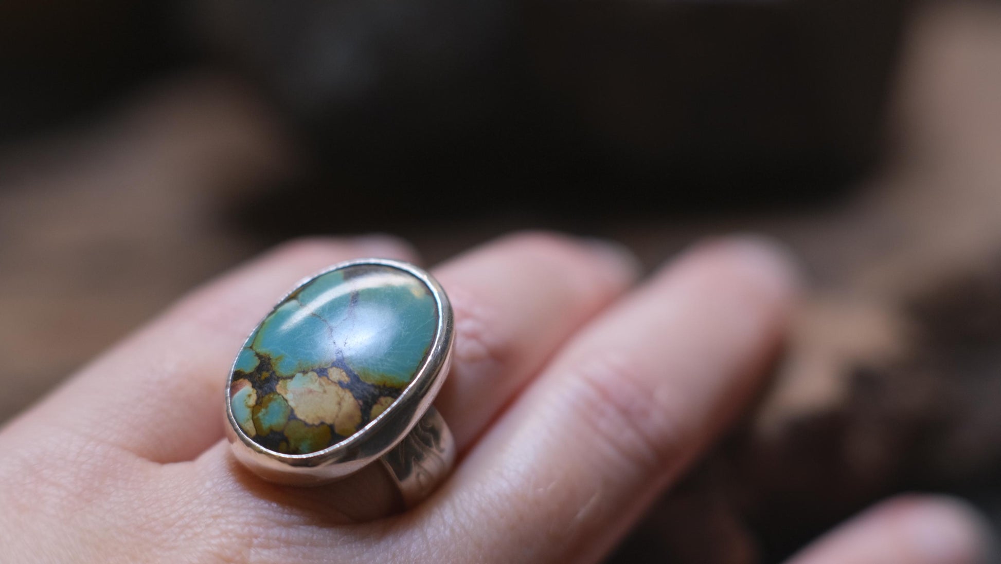 Exquisite Turquoise set in Sterling Silver on beautiful Sterling Ring