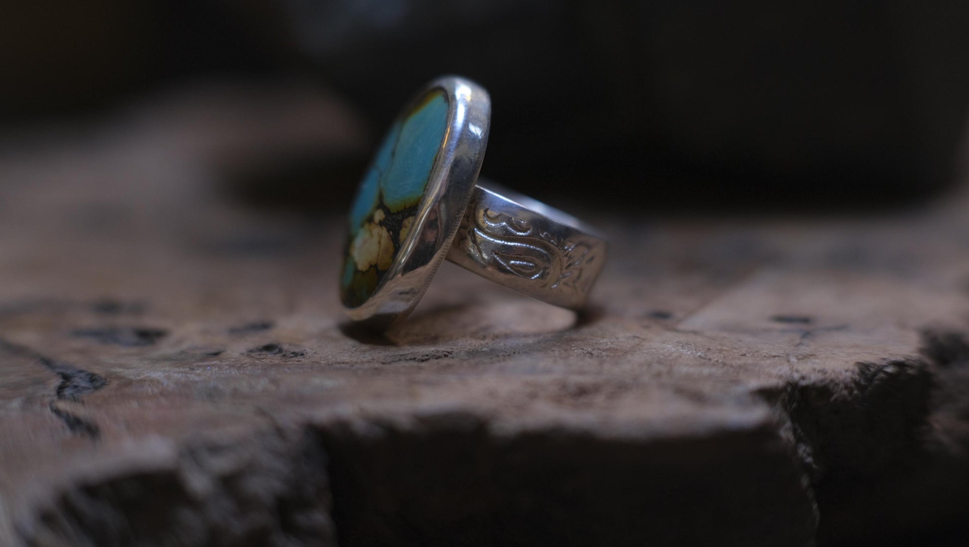 Exquisite Turquoise set in Sterling Silver on beautiful Sterling Ring