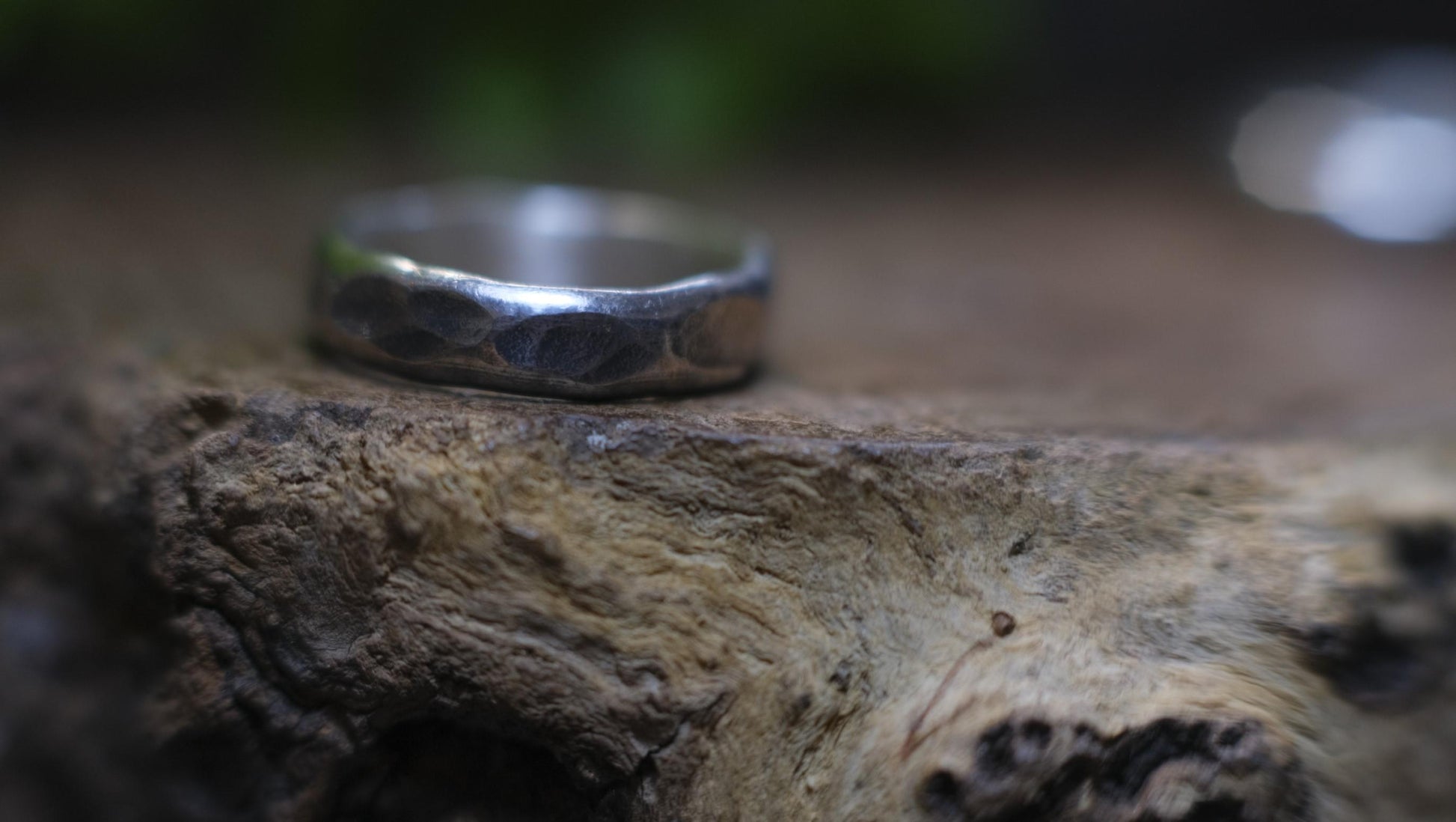 Rustic Thick Hammered Textured Unique Oxidised Silver Ring / Band US Sizes