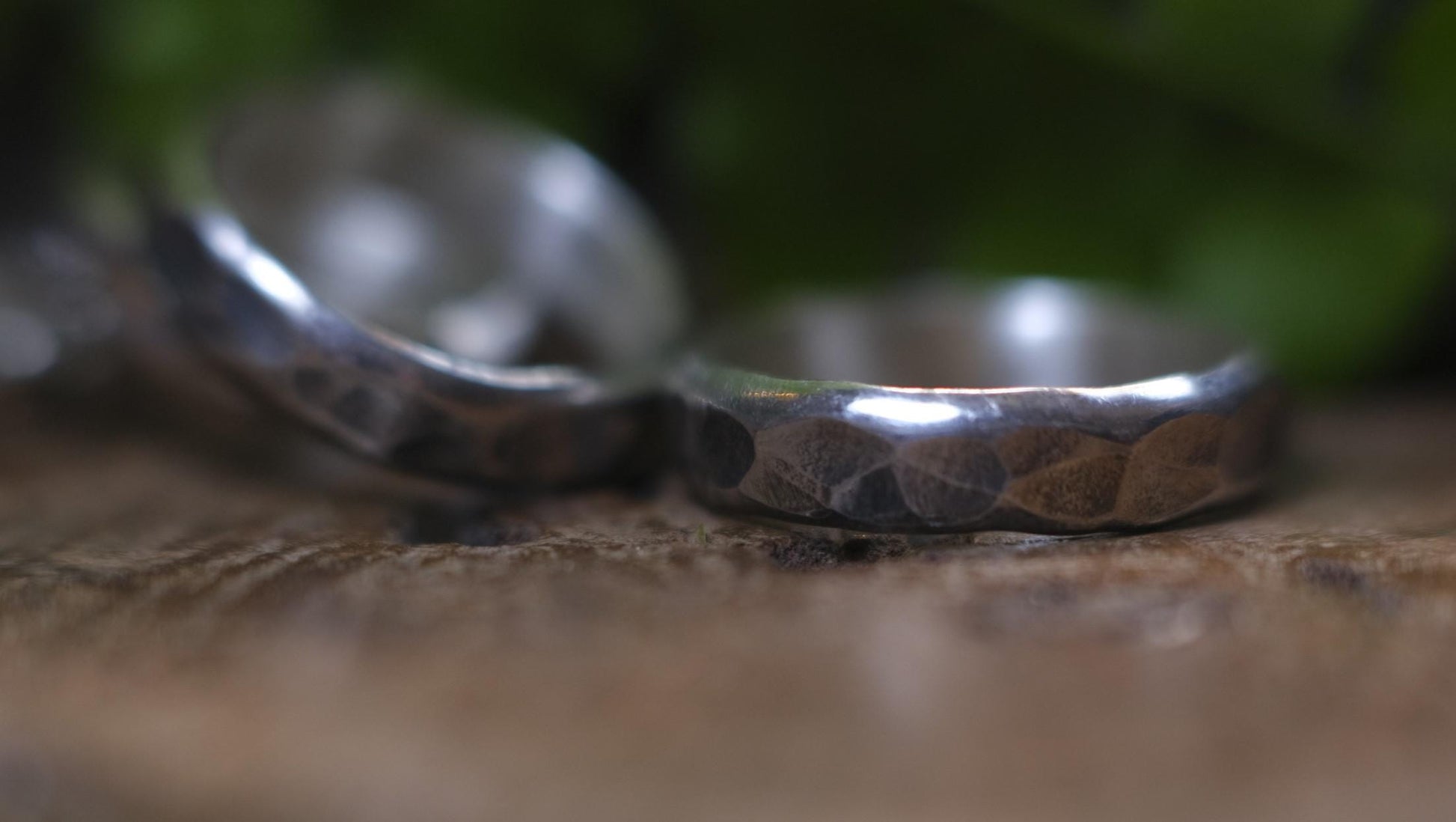 Rustic Thick Hammered Textured Unique Oxidised Silver Ring / Band US Sizes