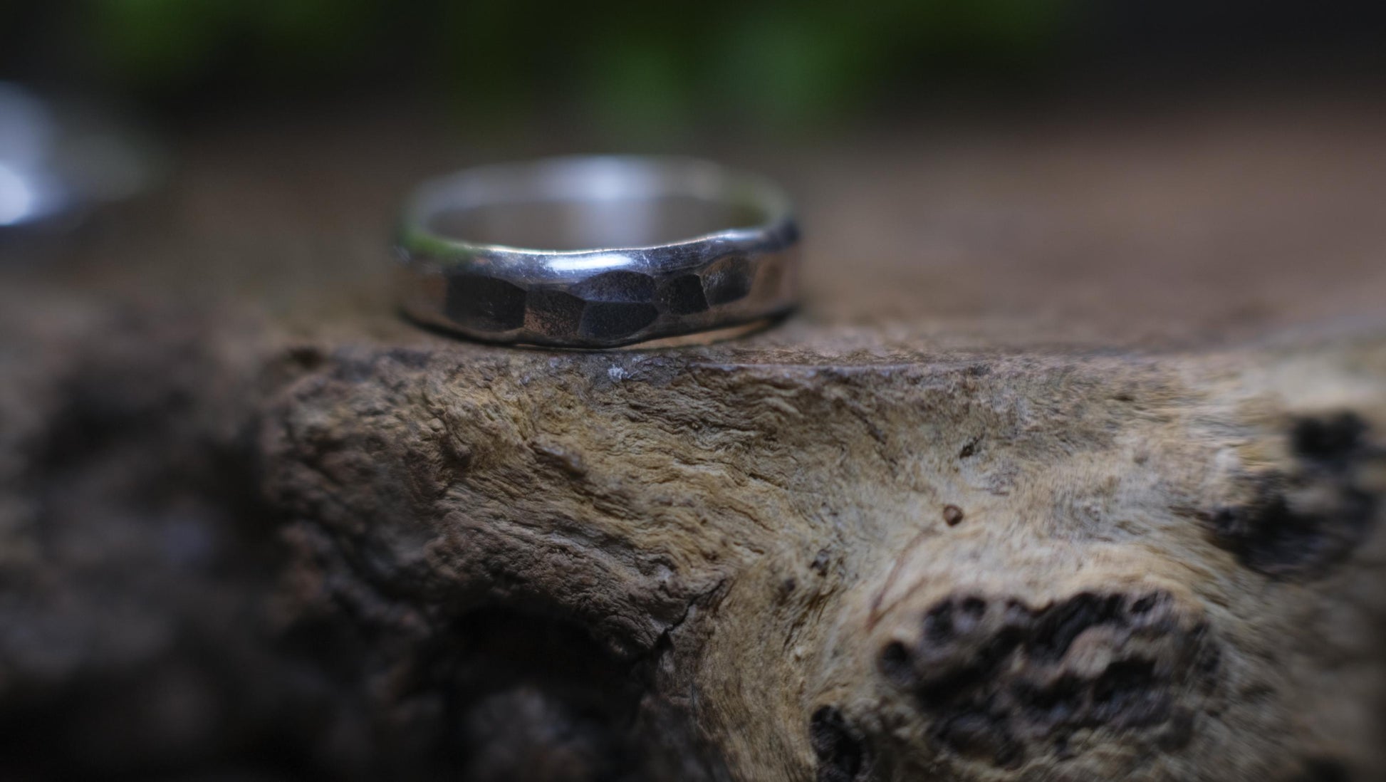 Rustic Thick Hammered Textured Unique Oxidised Silver Ring / Band US Sizes