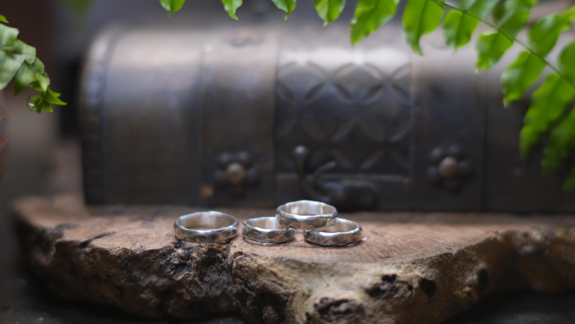 Rustic Thick Hammered Textured Unique Oxidised Silver Ring / Band US Sizes