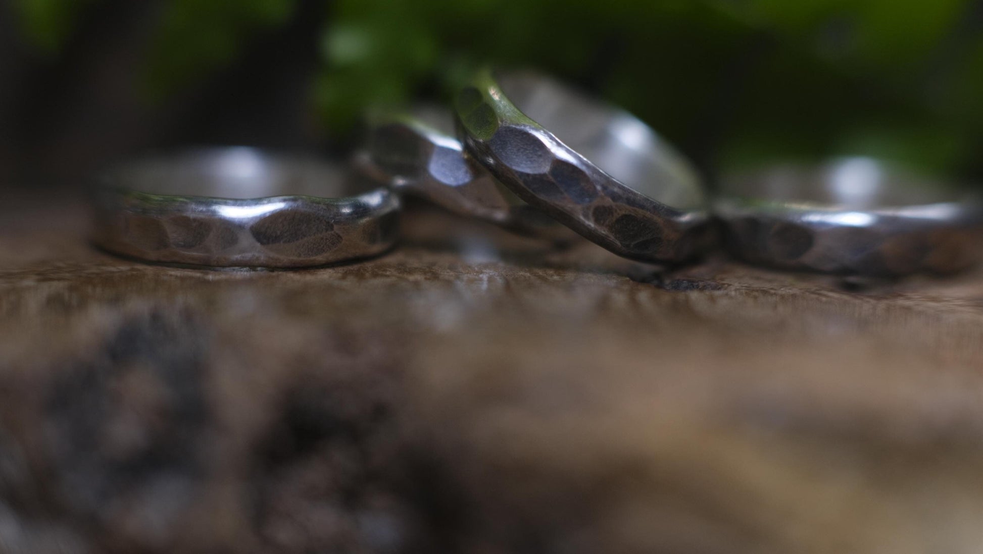 Rustic Thick Hammered Textured Unique Oxidised Silver Ring / Band US Sizes
