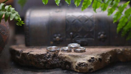 Rustic Thick Hammered Textured Unique Oxidised Silver Ring / Band US Sizes