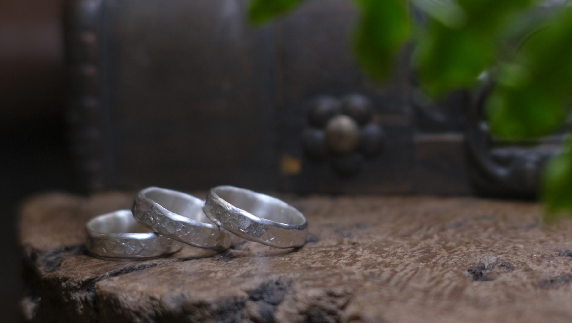 Rustic Pirate Thick Hammered Silver Ring / Band US Sizes