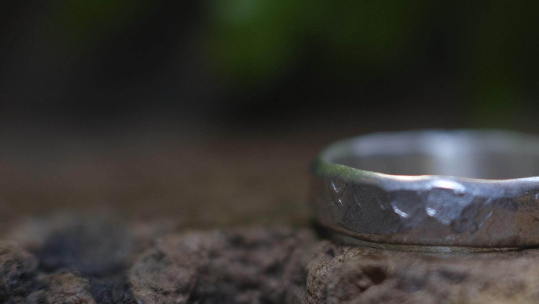 Rustic Pirate Thick Hammered Silver Ring / Band US Sizes