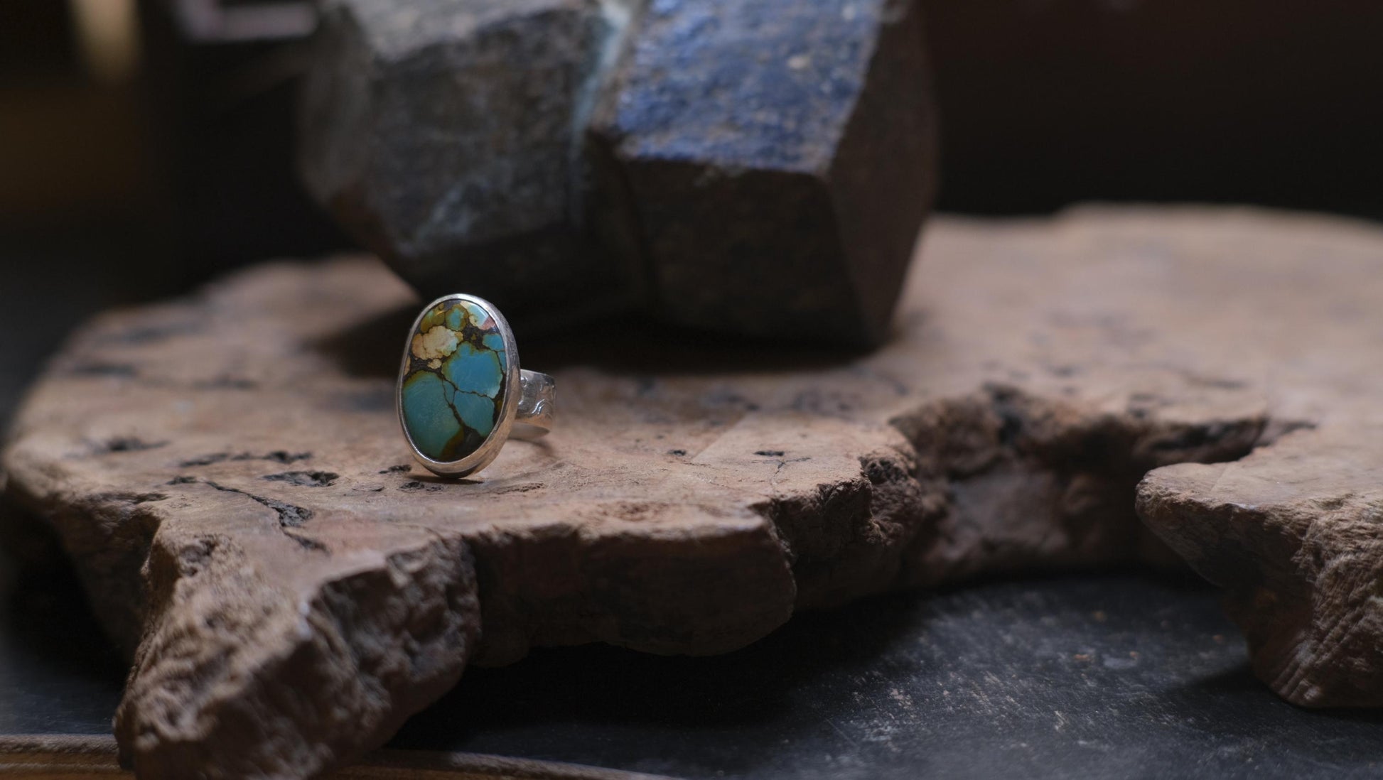 Exquisite Turquoise set in Sterling Silver on beautiful Sterling Ring
