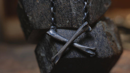 Chunky Silver Crossbones Pendant on heavy silver chain