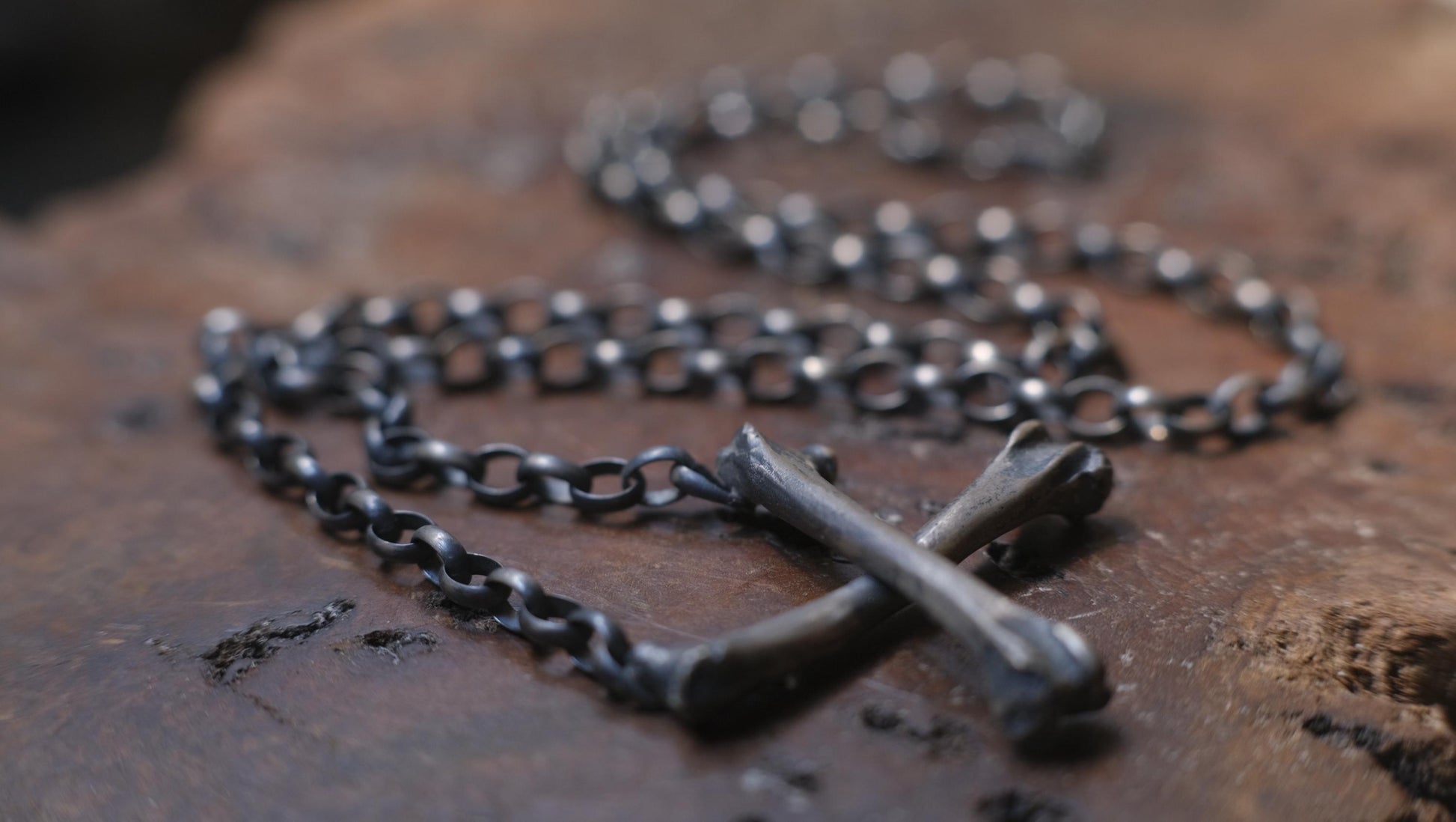 Chunky Silver Crossbones Pendant on heavy silver chain