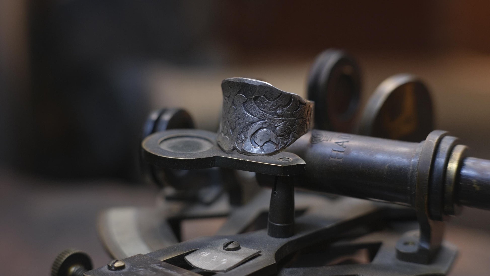 Pirate Inspired Textured Oxidised Sterling Silver Ring Size 8.5