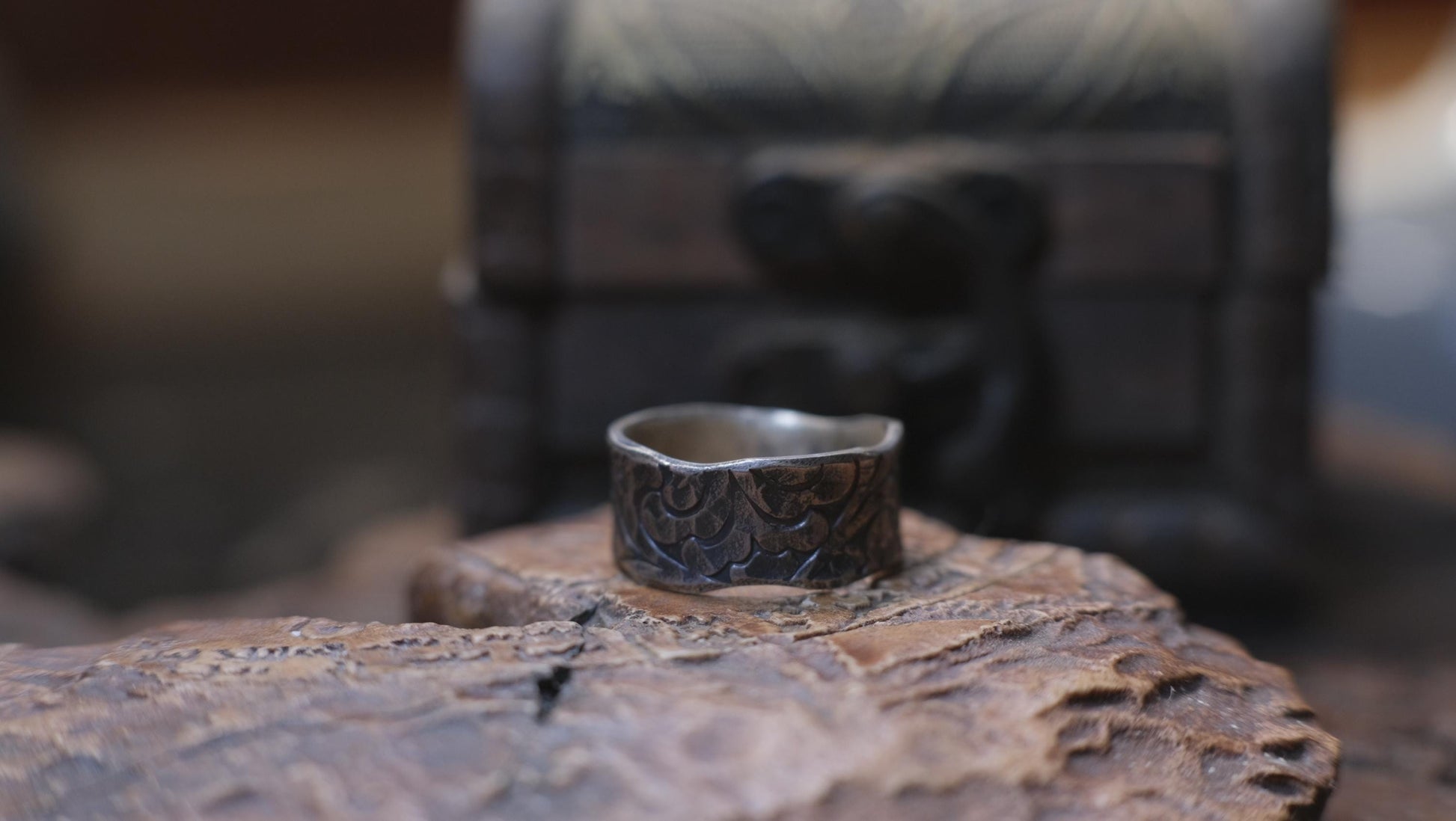 Victorian Pirate Era Inspired Oxidised Sterling Silver Ring SIze 9