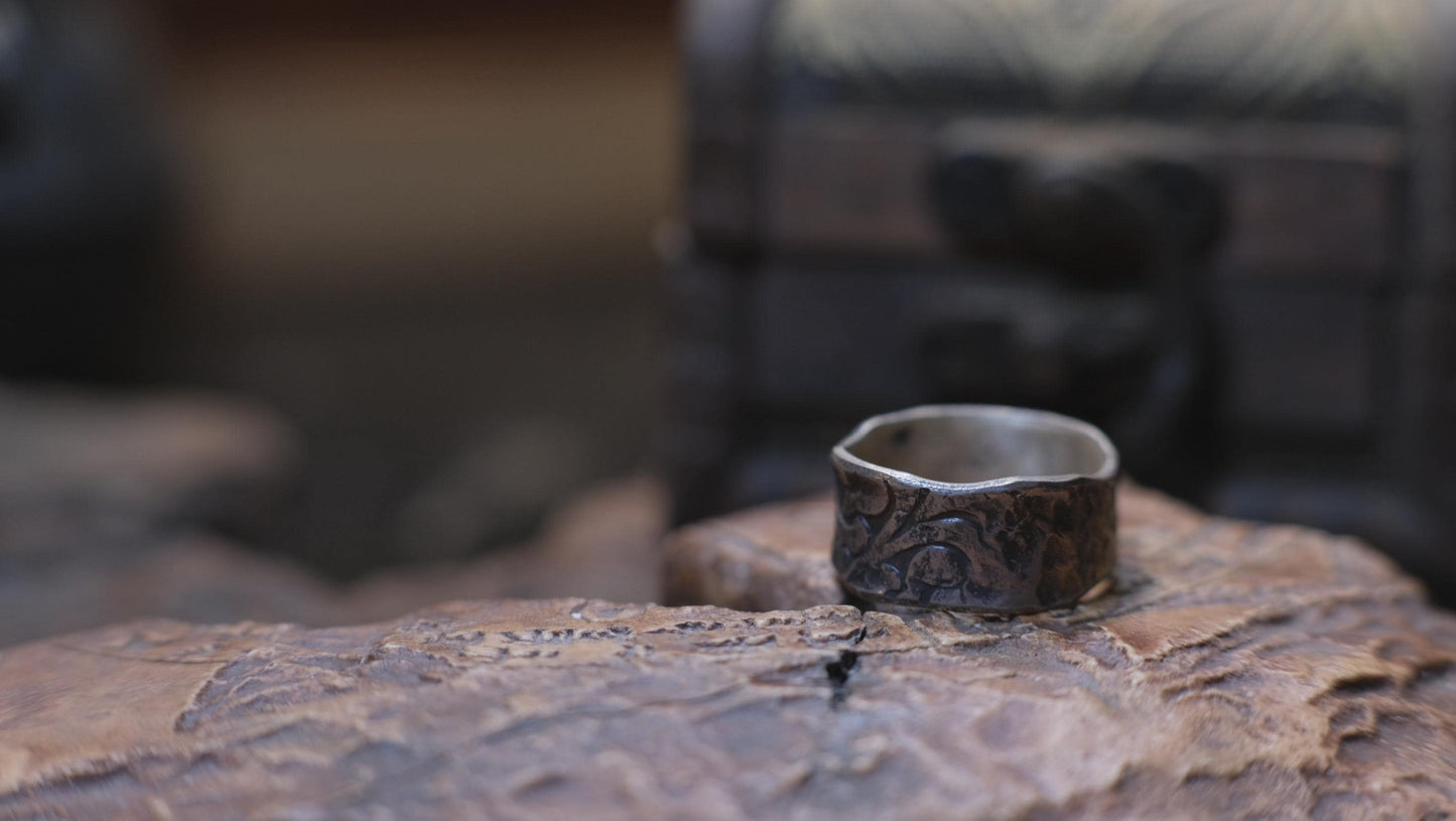 Victorian Pirate Era Inspired Oxidised Sterling Silver Ring SIze 9