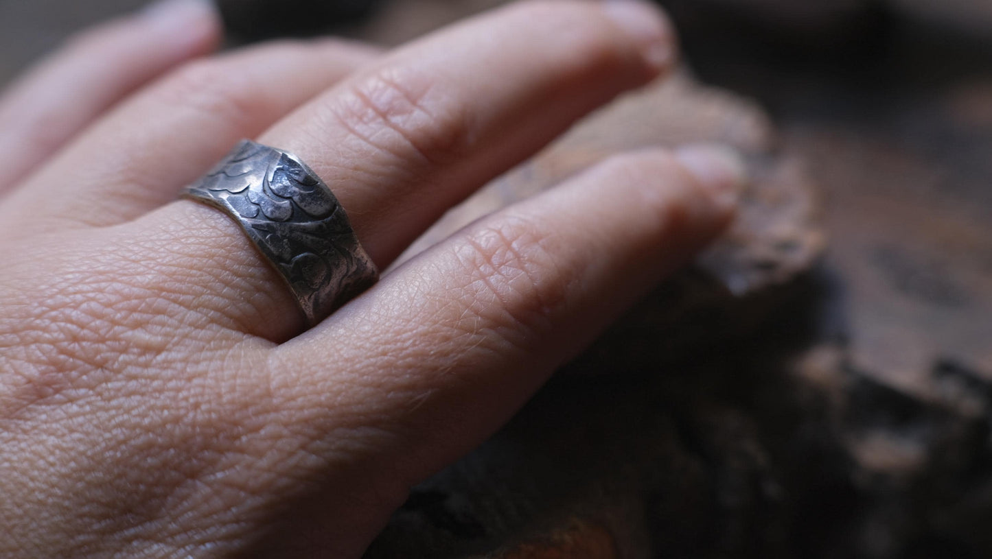 Victorian Pirate Era Inspired Oxidised Sterling Silver Ring SIze 9