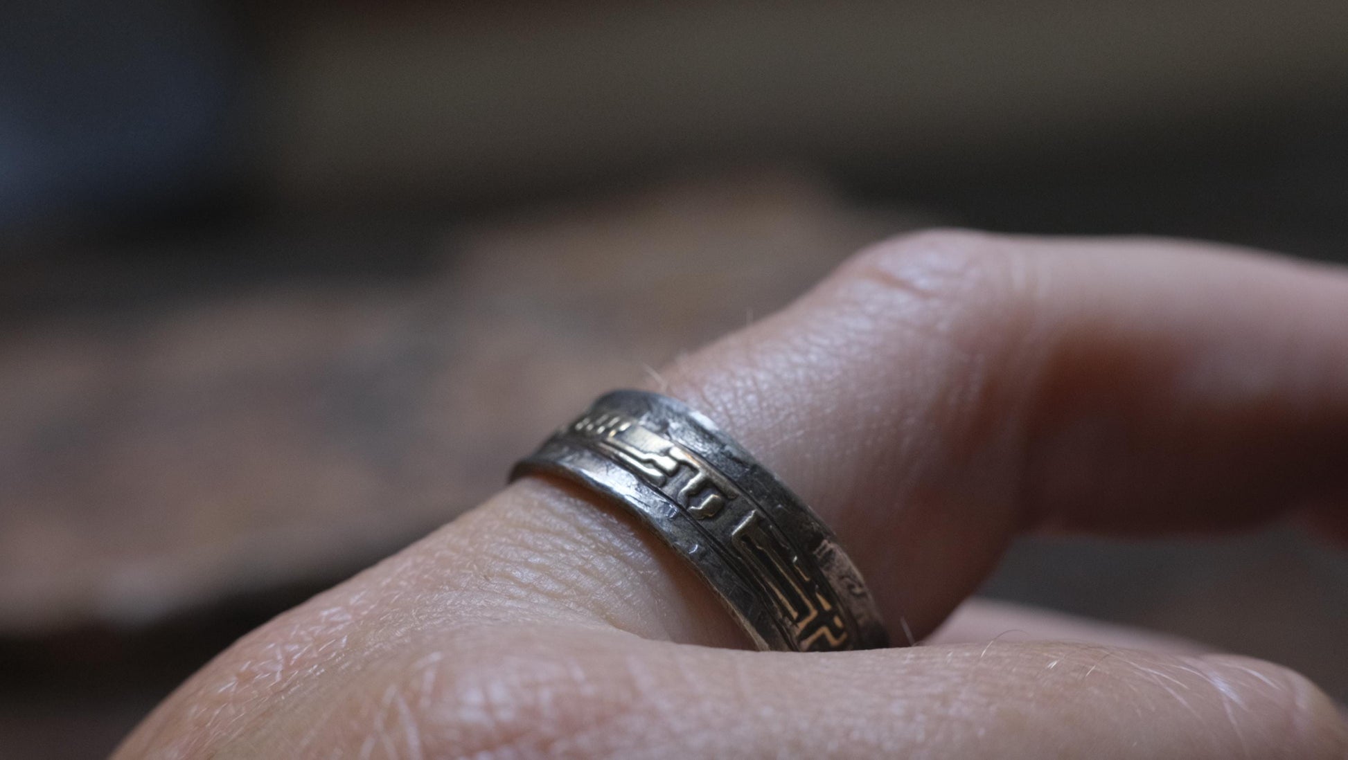 OOAK Galactic Sterling Silver and 9ct Gold Ring with Size 11