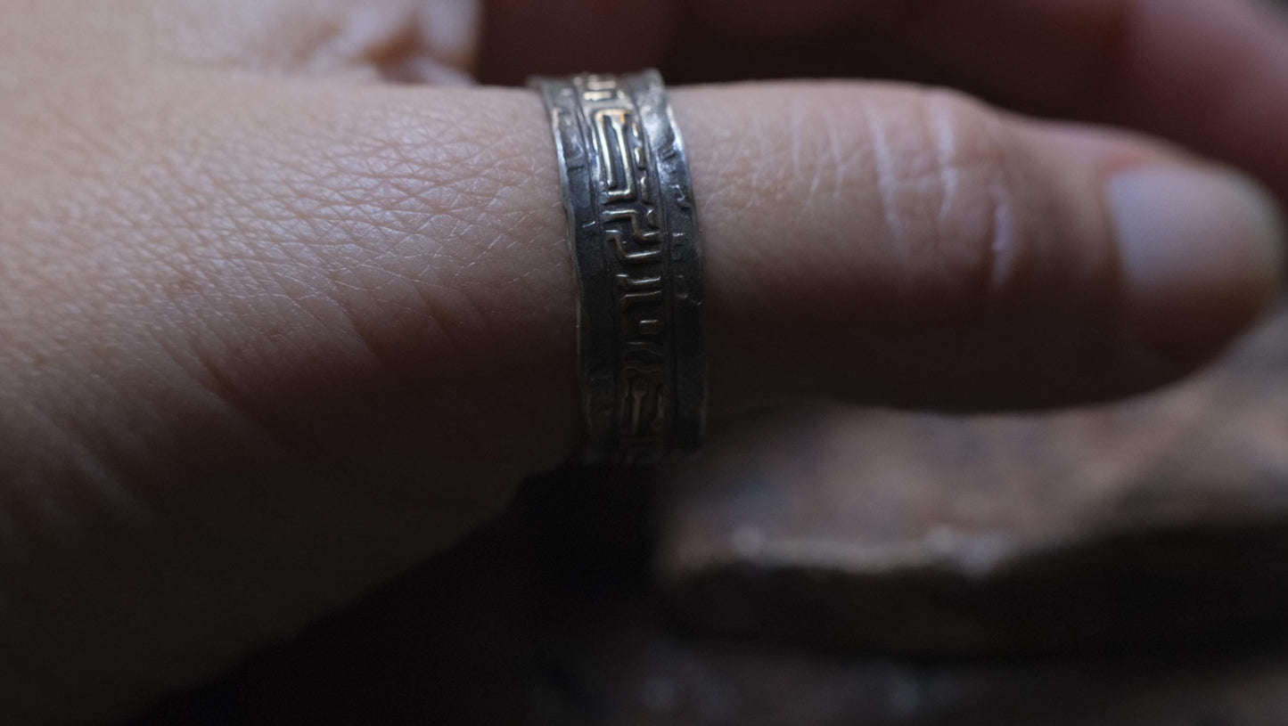 OOAK Galactic Sterling Silver and 9ct Gold Ring with Size 11