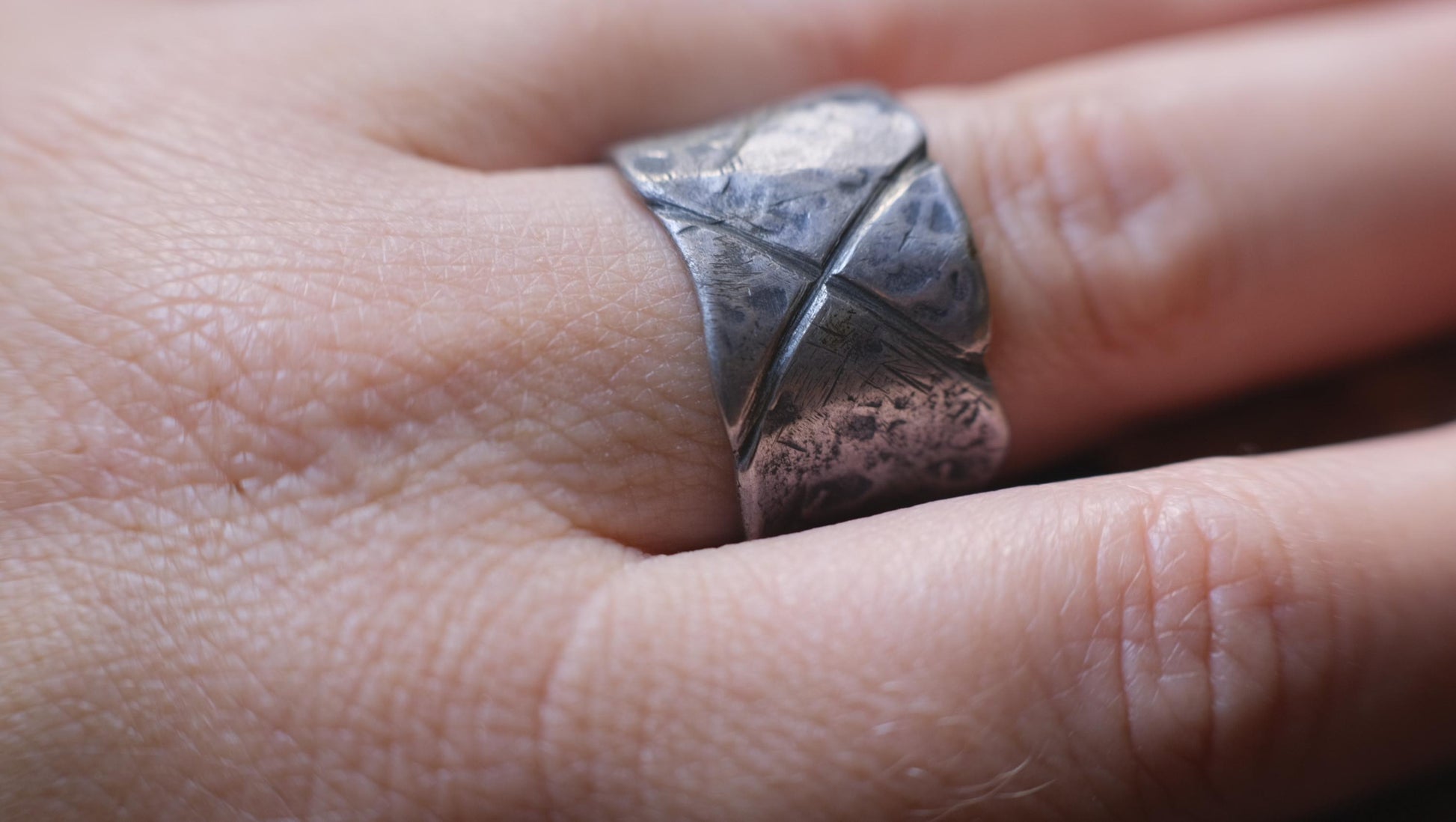 Rugged Pirate Hand crafted wide banded sterling silver ring Size 9.5