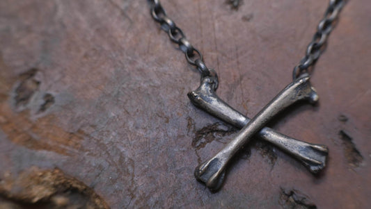 Chunky Silver Crossbones Pendant on heavy silver chain