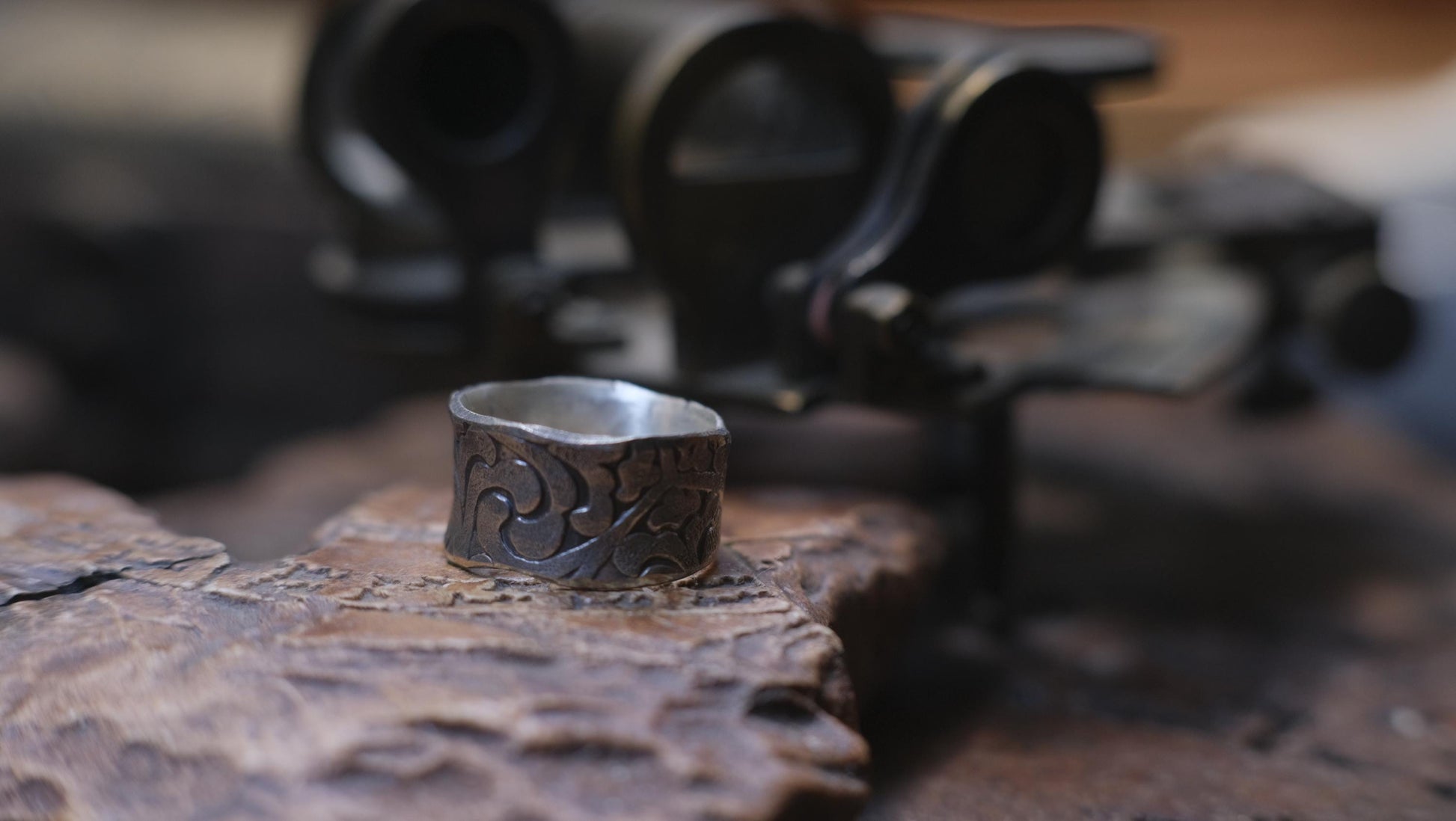 Rugged Treasures Pirate Inspired Sterling Silver Wide Banded Ring Size 7