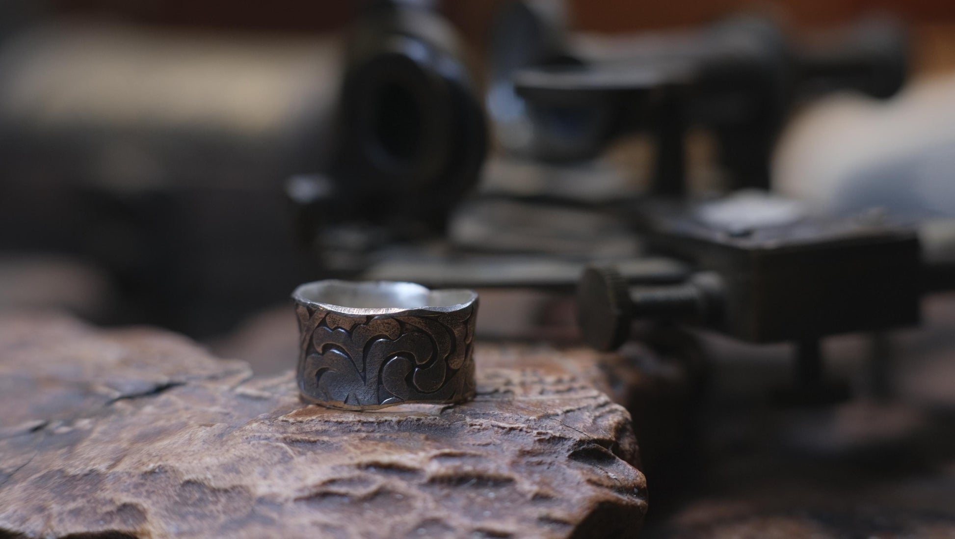 Rugged Treasures Pirate Inspired Sterling Silver Wide Banded Ring Size 7