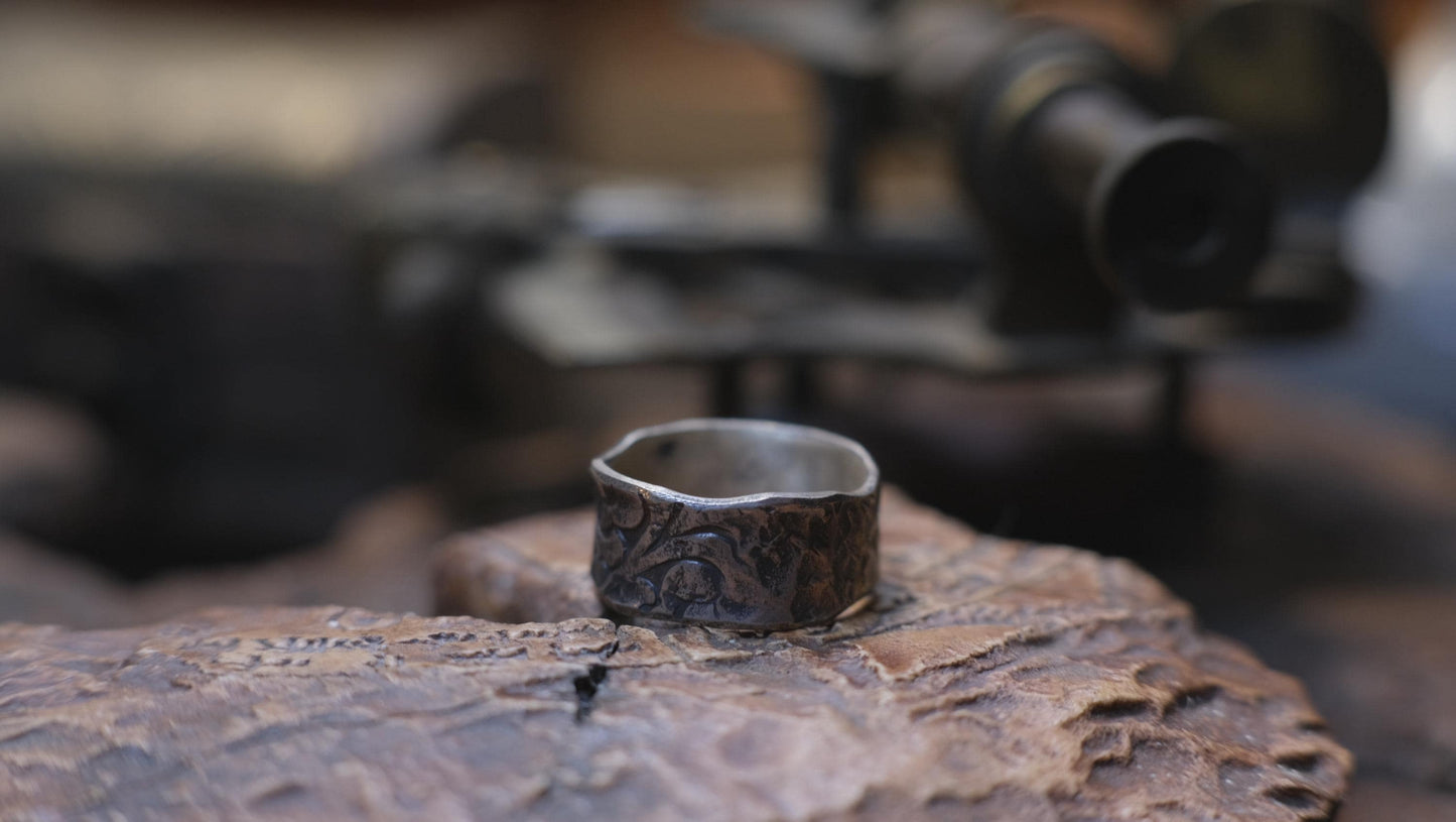 Victorian Pirate Era Inspired Oxidised Sterling Silver Ring SIze 9