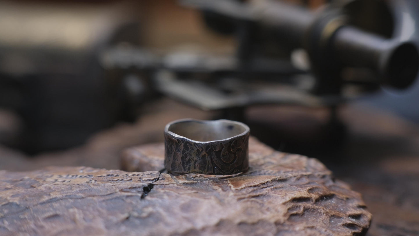 Victorian Pirate Era Inspired Oxidised Sterling Silver Ring SIze 9