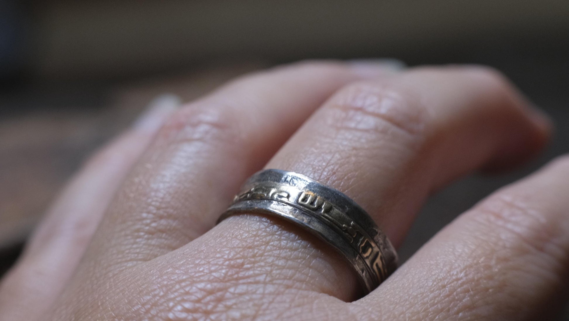 OOAK Galactic Sterling Silver and 9ct Gold Ring with Size 11