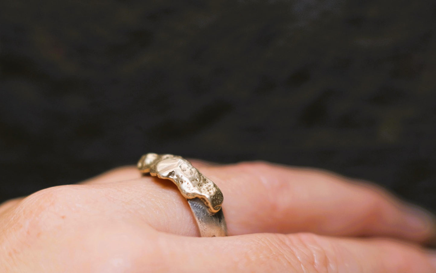 Handcrafted Sterling Silver Ring with Molten Gold Overlay US Size 10