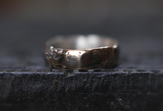 Handcrafted Sterling Silver Ring with Molten Gold Overlay US Size 9.75