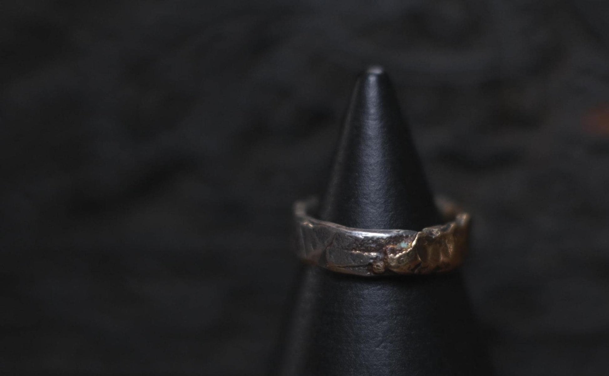 Unique Molten Textured 9ct Gold and Sterling SIlver Ring US Size 8.25