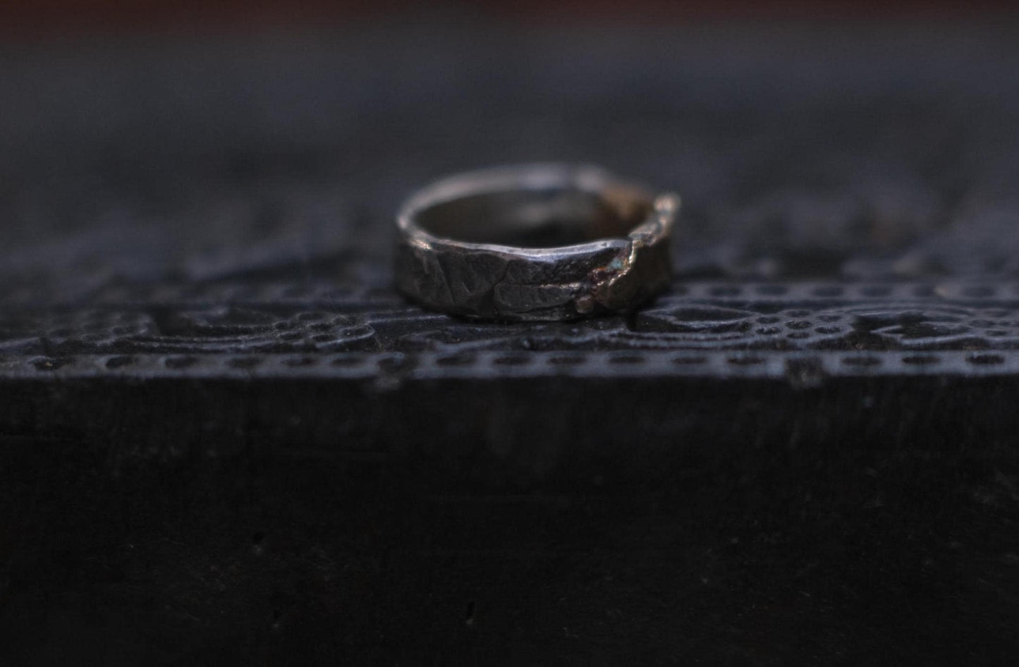 Unique Molten Textured 9ct Gold and Sterling SIlver Ring US Size 8.25