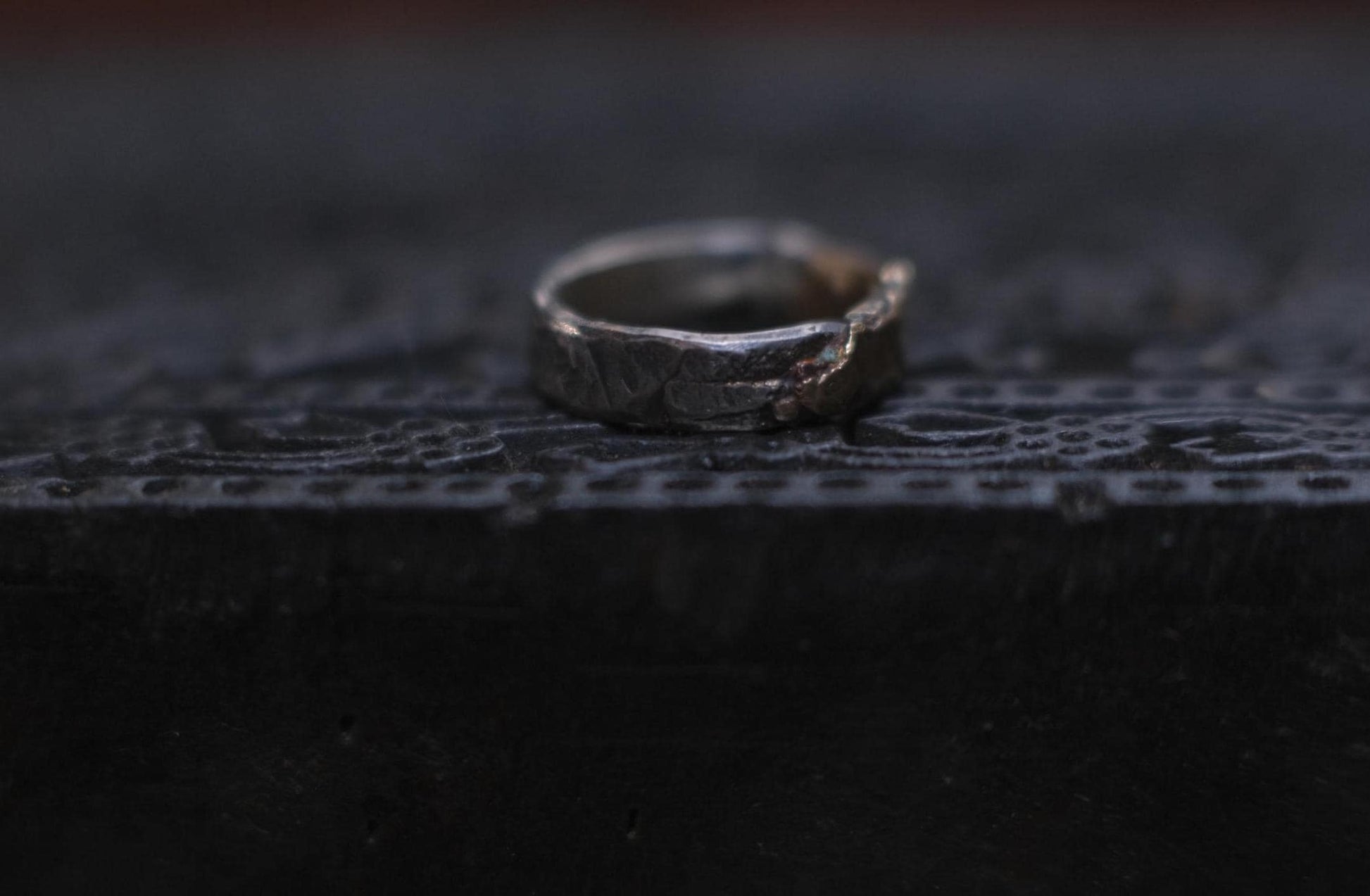 Unique Molten Textured 9ct Gold and Sterling SIlver Ring US Size 8.25