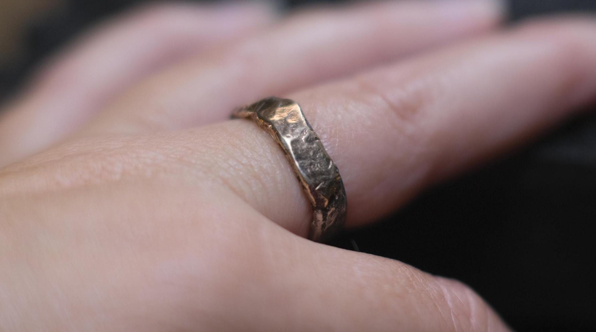 Unique Molten Textured 9ct Gold and Sterling SIlver Ring US Size 8.25