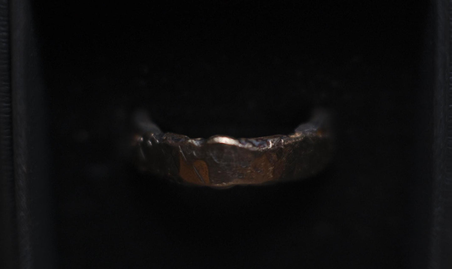 Unique Molten Textured 9ct Gold and Sterling SIlver Ring US Size 8.25