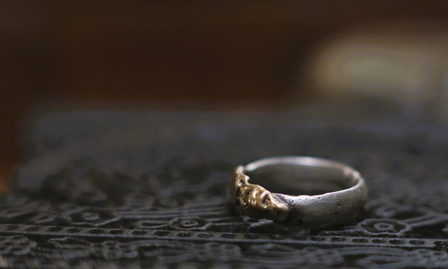 Handcrafted Sterling Silver Ring with Molten Gold Overlay US Size 10
