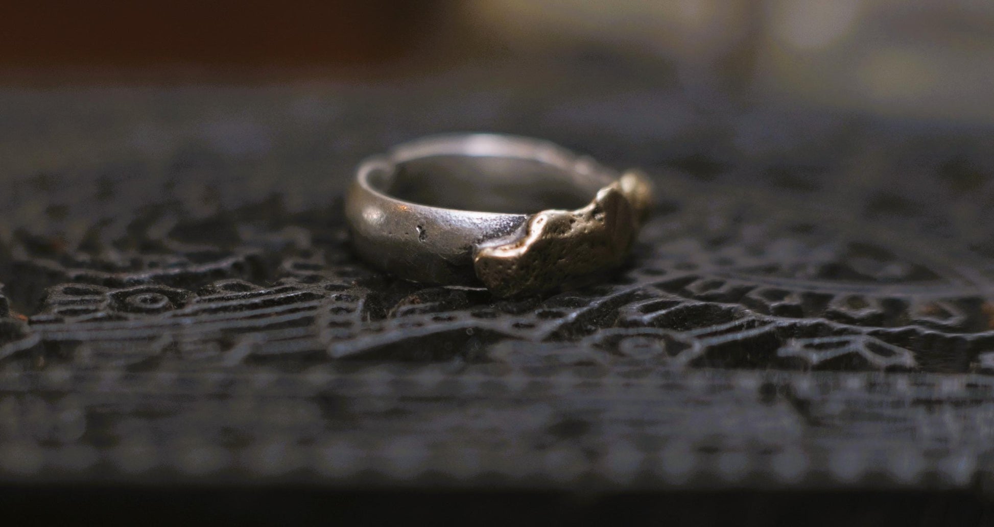 Handcrafted Sterling Silver Ring with Molten Gold Overlay US Size 10