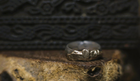 Handcrafted Sterling Silver Ring with Molten Gold Overlay US Size 10