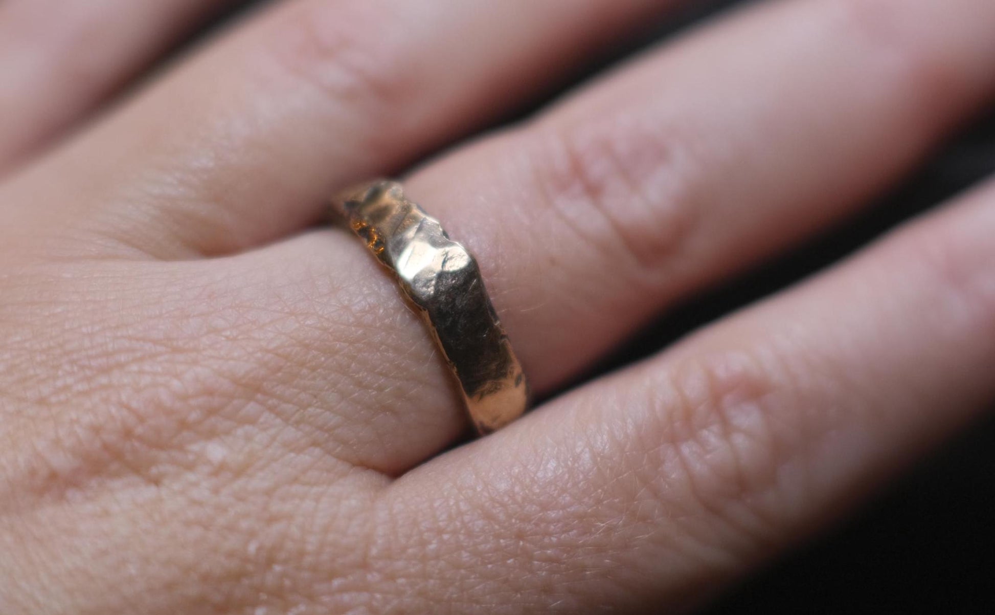Unique Molten Textured 9ct Gold and Sterling SIlver Ring US Size 8.25