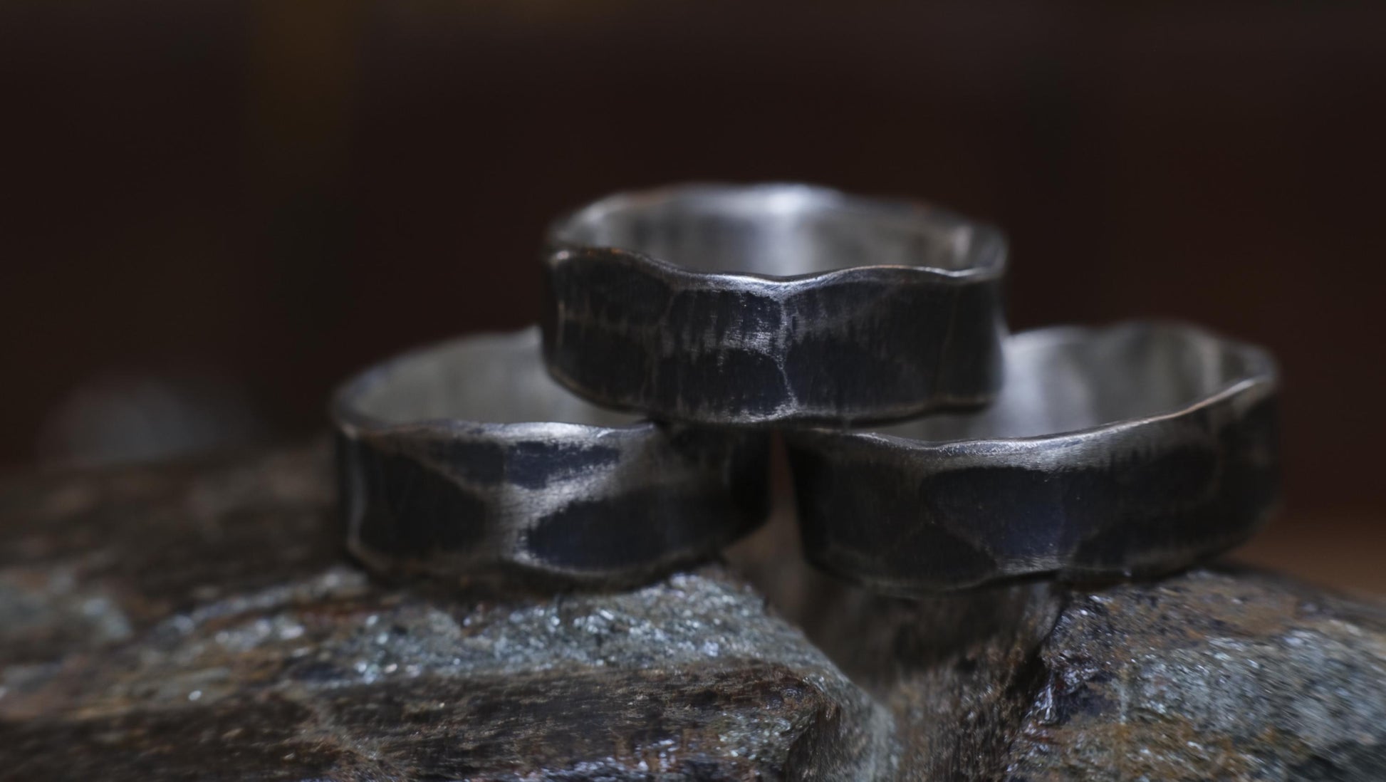Handcrafted Hammered Sterling Silver Wide Banded Ring Custom Order Made to Size