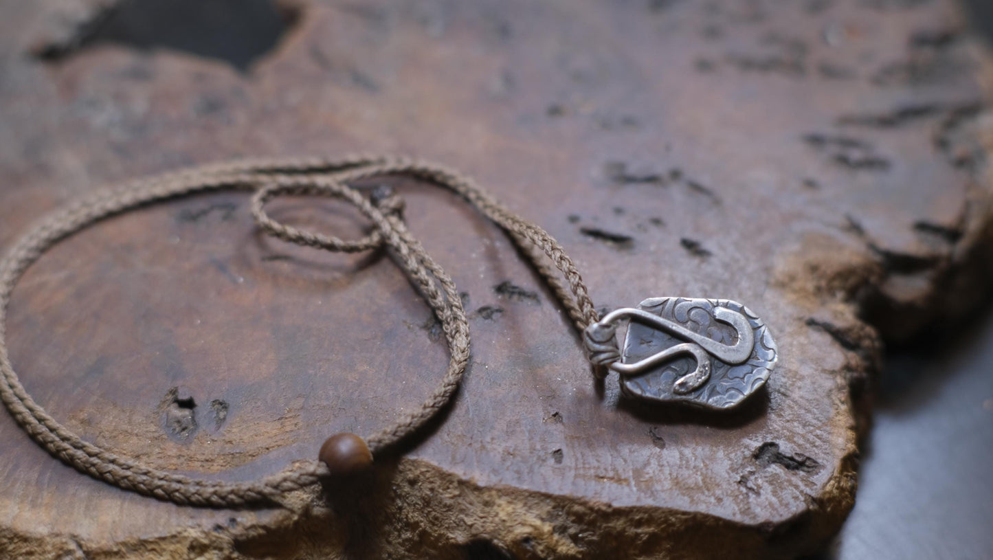 Australian Opalised Wood Fossil in Victorian Era Pirate Inspired Oxidised Sterling Silver Pendant