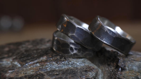 Handcrafted Hammered Sterling Silver Wide Banded Ring Custom Order Made to Size
