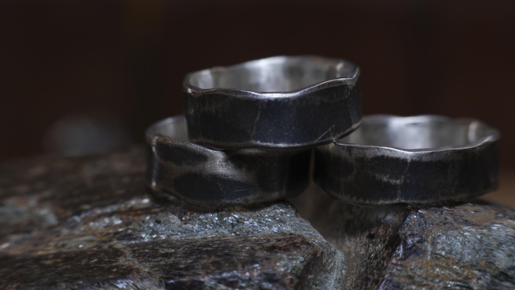 Handcrafted Hammered Sterling Silver Wide Banded Ring Custom Order Made to Size