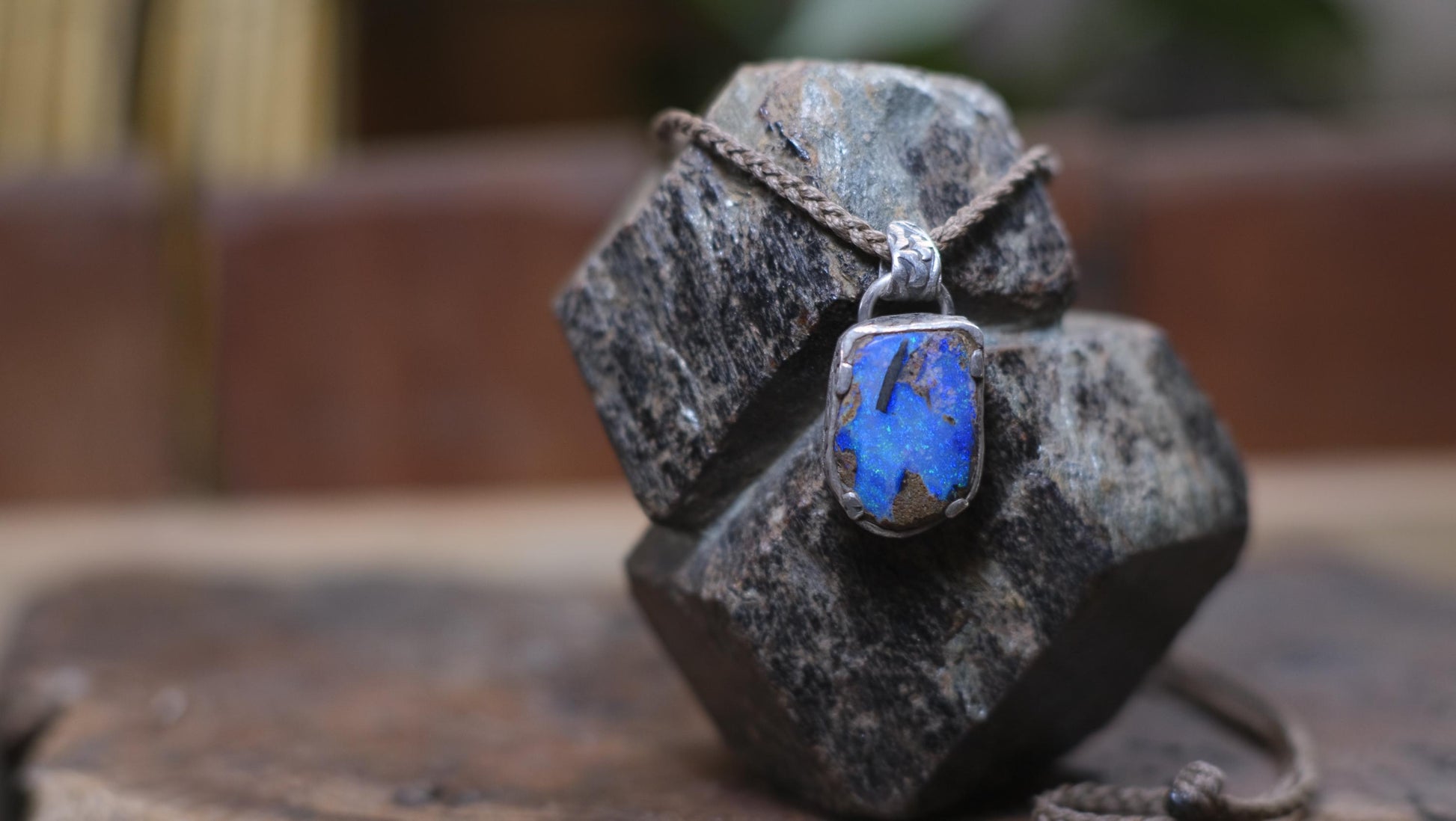 Australian Opalised Wood Fossil in Victorian Era Pirate Inspired Oxidised Sterling Silver Pendant