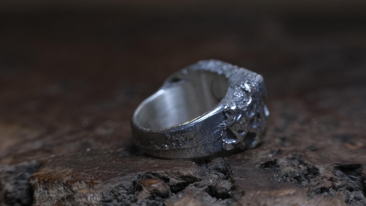 Metatron's Cube sterling silver ring with oxidised sacred geometry design