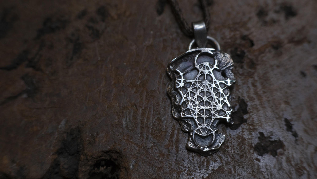 Handmade Sterling Silver Metatron's cube Pendant - Sacred Geometry Jewelry - Oxidised FInish
