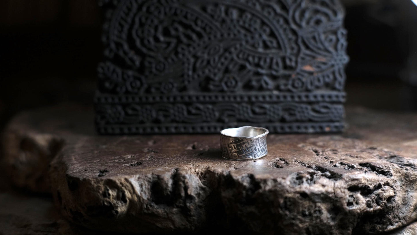 Handmade Sterling Silver Geometric Textured Band Ring