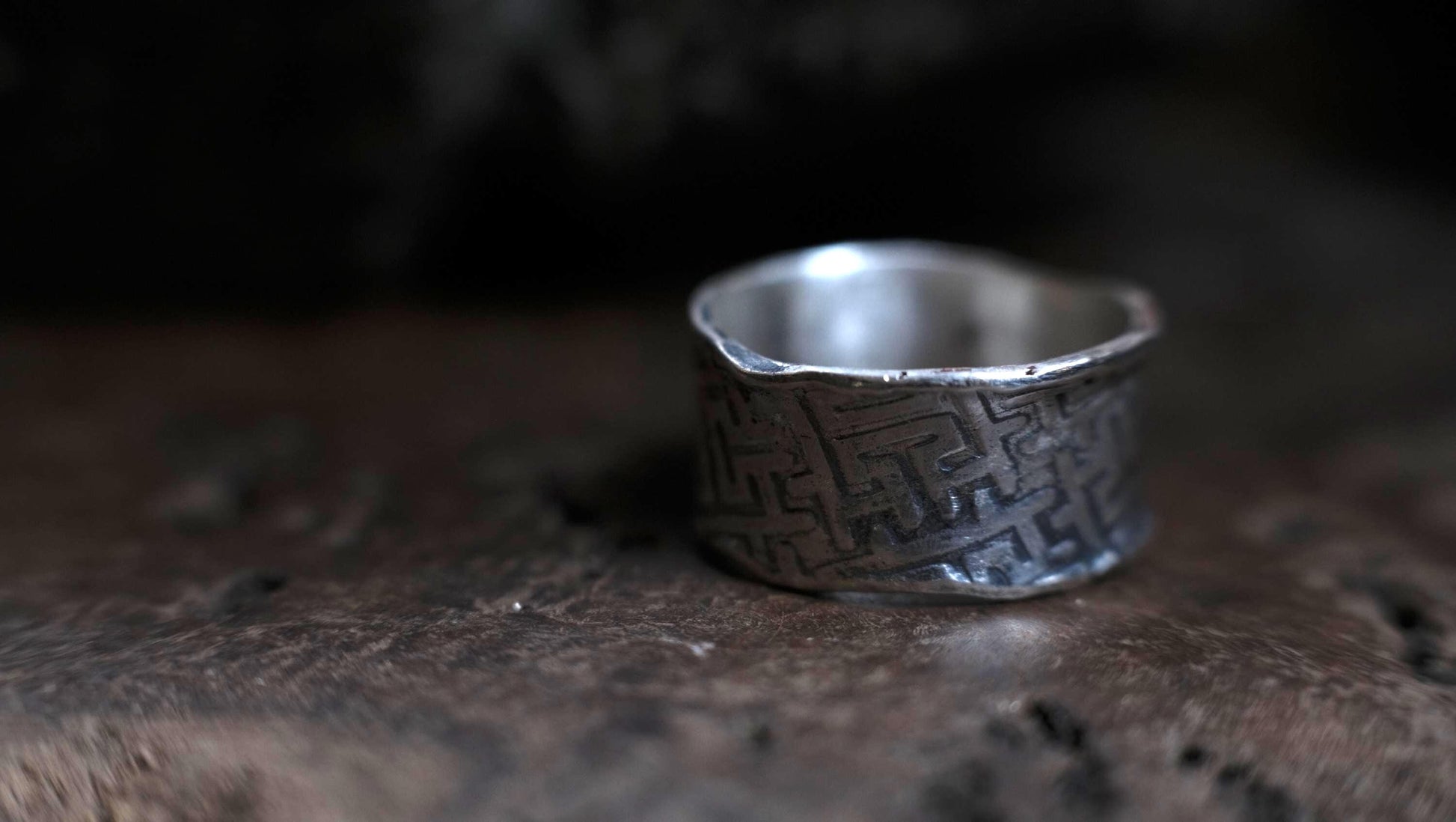 Handmade Sterling Silver Geometric Textured Band Ring