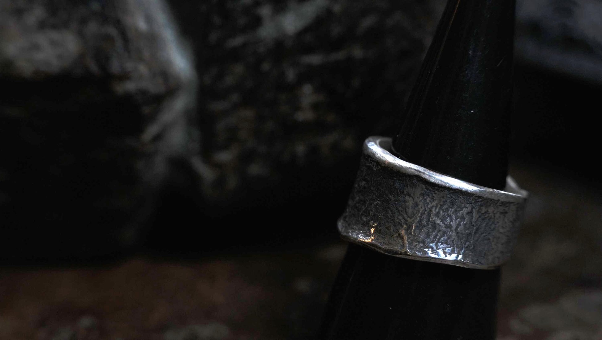Rustic Textured Sterling Silver Ring - Organic Earth Inspired Band US Size 8.5