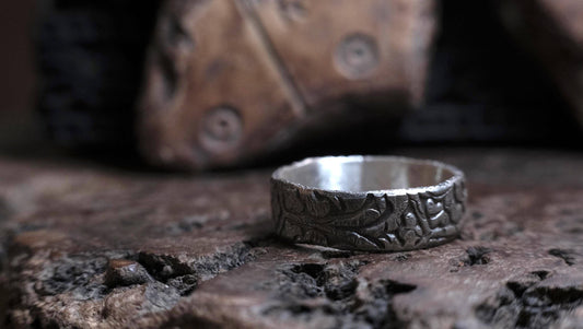 Rugged Pirate Inspired Hand Crafted Sterling Silver Ring US Size 13.25