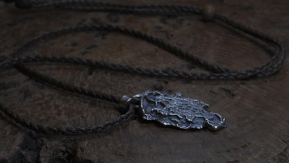 Handmade sterling silver Metatron's Cube talisman with oxidised sacred geometry design
